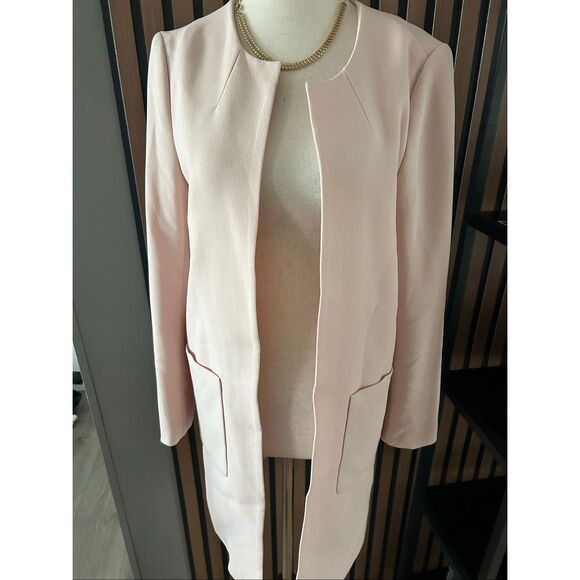 H&M long blazer light pink color size 4 work attire work blazer work outfit - Picture 1 of 7